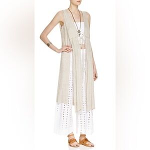 FREE PEOPLE Baja Escape Sleeveless Wrap Cardigan Duster - taupe / beige Small S